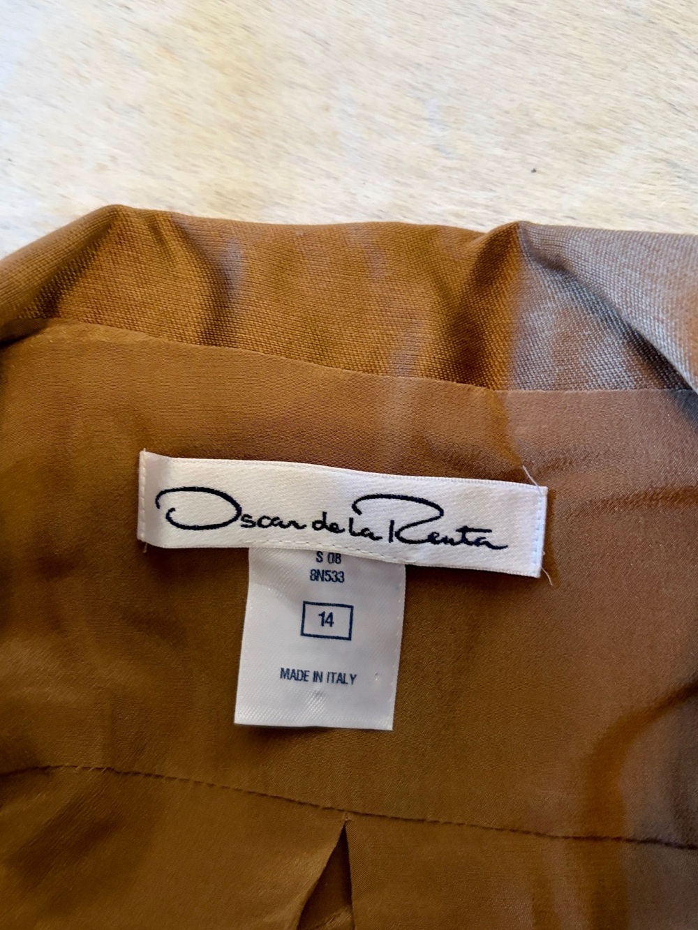 Oscar de la Renta Brown Two-Piece Pantsuit Set with belt